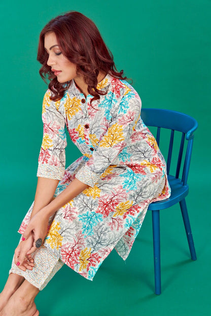 Jaipuri Printed Cotton Kurta with Pant Set for Women – Casual Daily Wear | Sizes S to 3XL