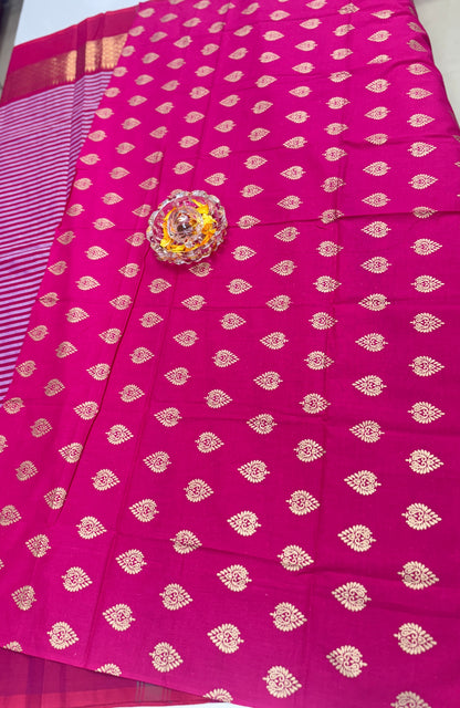 Chettinad Pure Cotton Saree with Zari Border – 80 Count, 20 Colours, 5.5m Length