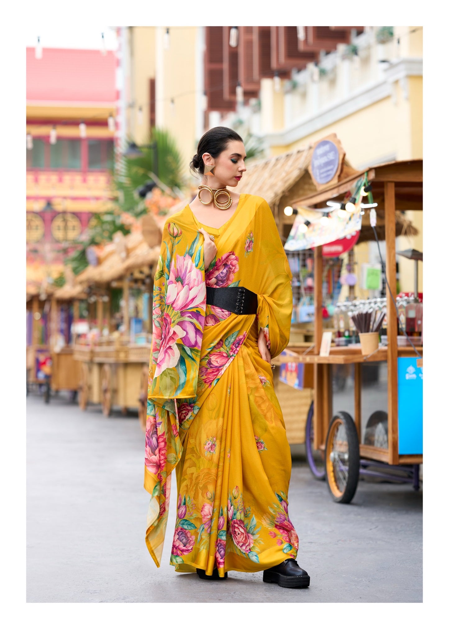 Pure Georgette Saree with Exclusive Digital Prints – Women’s Festive and Party Wear
