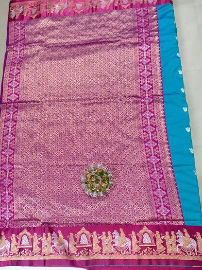 Mashru silk saree with Sindhu Ghaat zari weaving and blouse piece for women