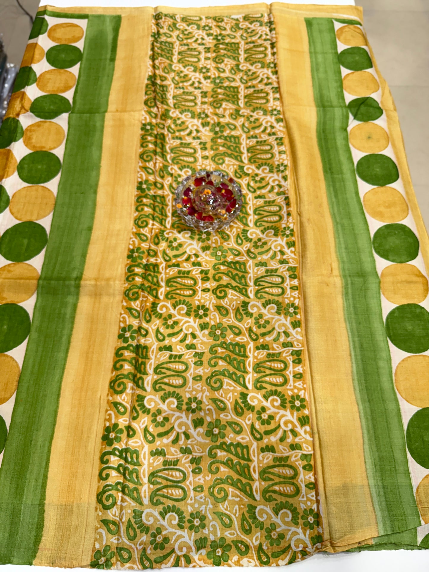 Pure Kosa Tussar Silk Printed Saree with Blouse – Handwoven Chhattisgarh Silk Mark Certified Saree