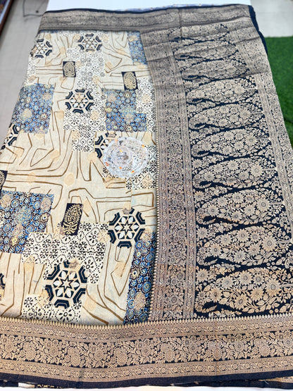 Pure Modal Silk Saree with Digital Print and Zari Border – Premium Festive Ethnic Saree for Women
