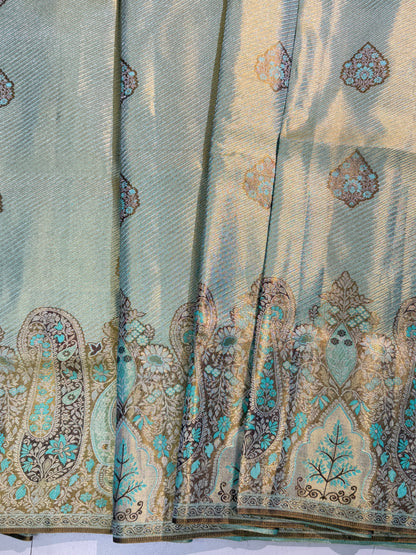 Borderless Kanchipuram Handloom Silk Saree with 2 Gram gold Zari Weaving – Bridal & Festive Wear