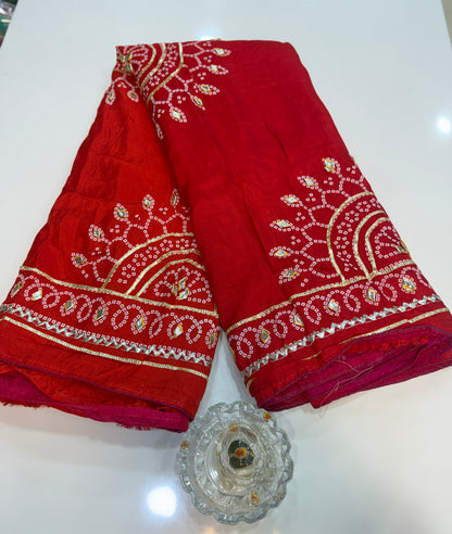 Pure Modal Silk Saree with Embroidered Border and Matching Blouse