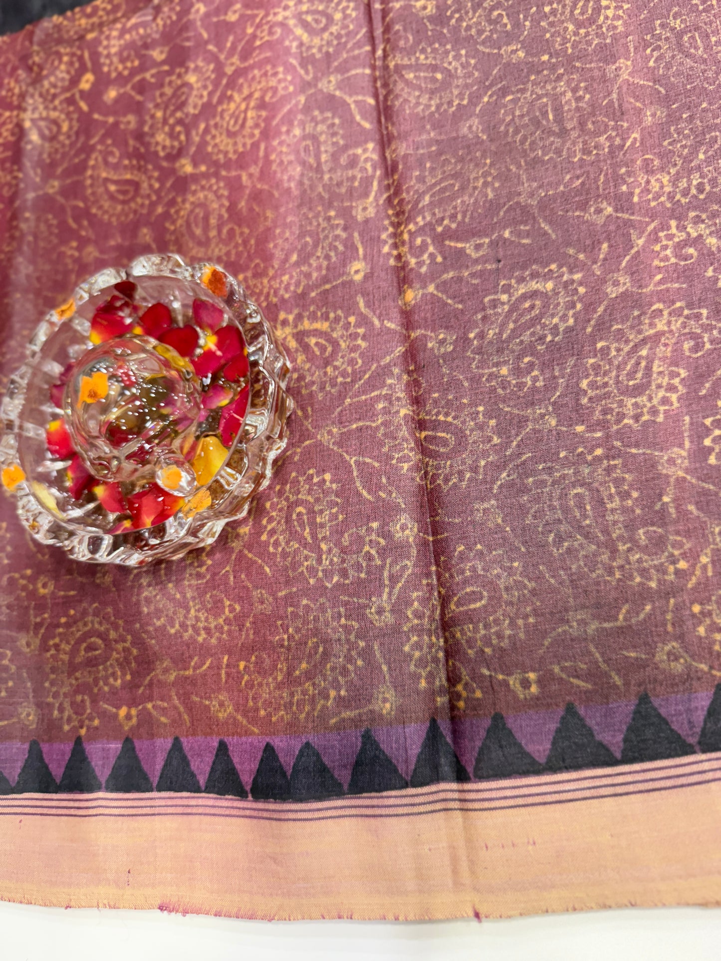 Pure Kosa Tussar Silk Printed Saree with Blouse – Handwoven Chhattisgarh Silk Mark Certified Saree