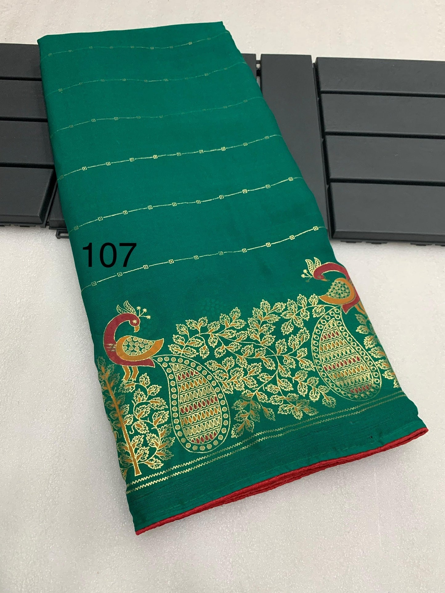 Bamber Viscose Georgette Saree with Mill Foil Print and Running Blouse – Festive Wear