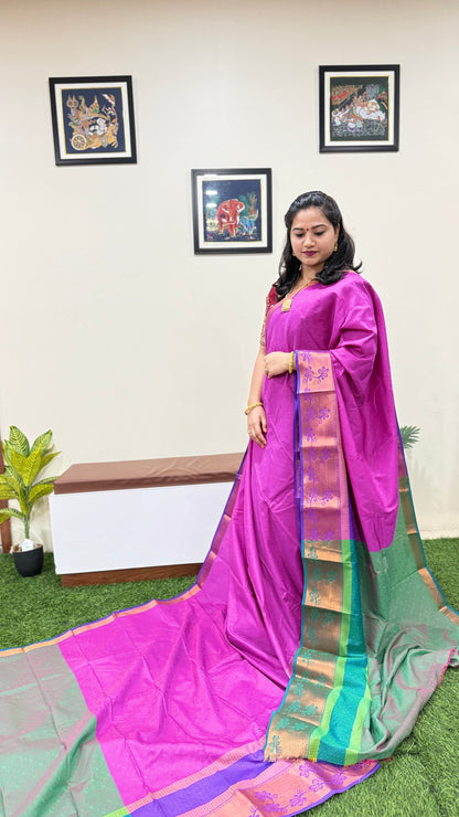 3D Emboss Soft Silk Saree with Contrast Chitt Pallu and Running Blouse – Art Silk Collection