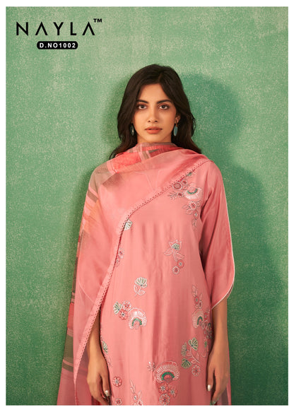 Viscose Silk Kurta Pant Dupatta Set with Printed Lace Dupatta and Mul Cotton Inner – Sizes M to XXL