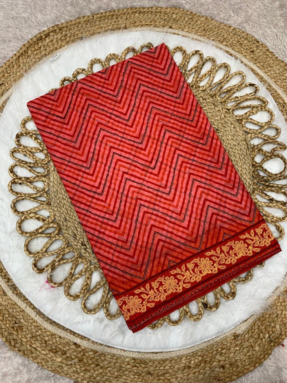 Pure Suti Cotton Saree with Traditional Batik Print – Chikko Tone and Multiple Colour Options