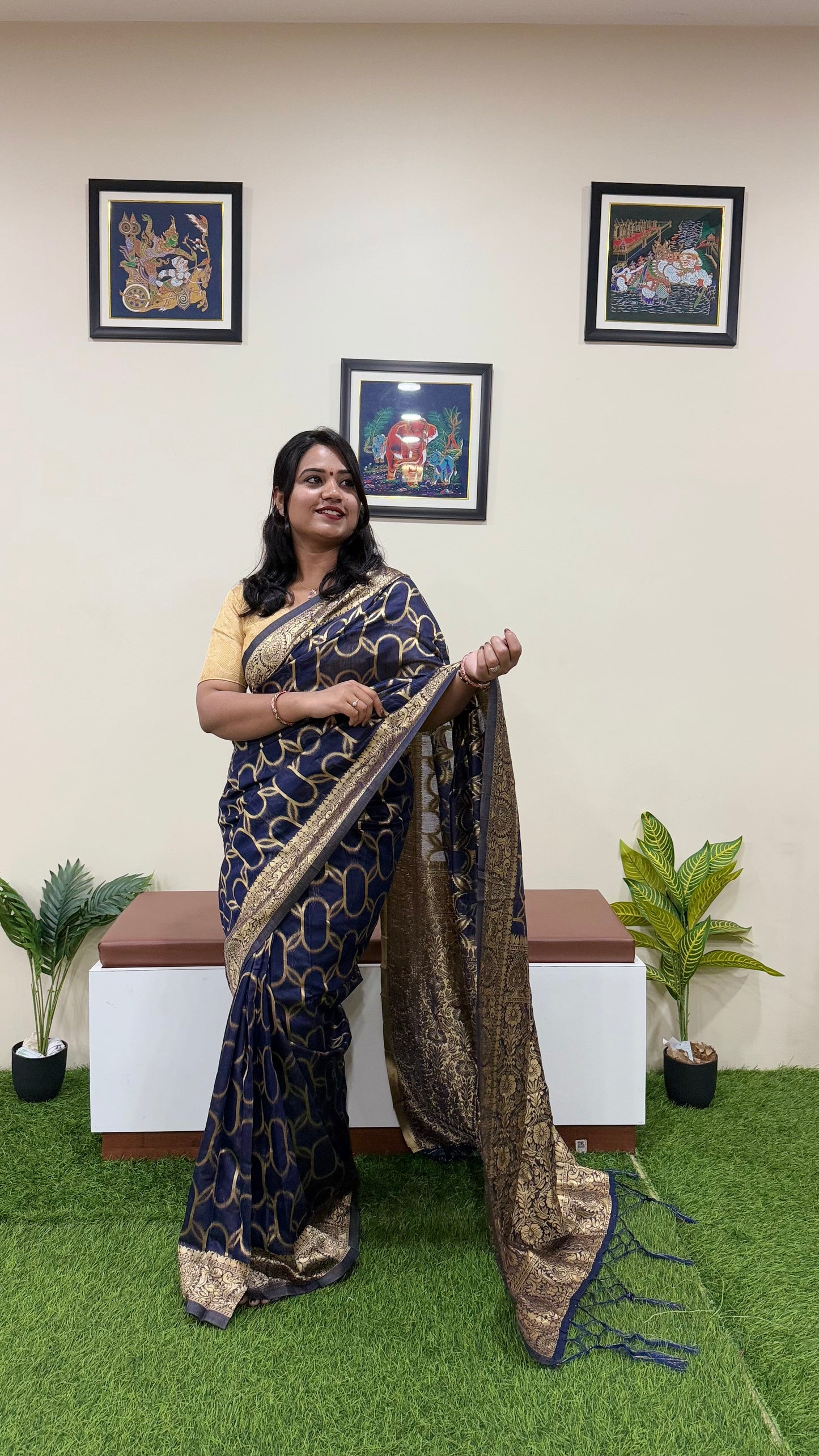 Semi-Chanderi Silk Woven Saree with Zari Border – Traditional Wear Saree for Women