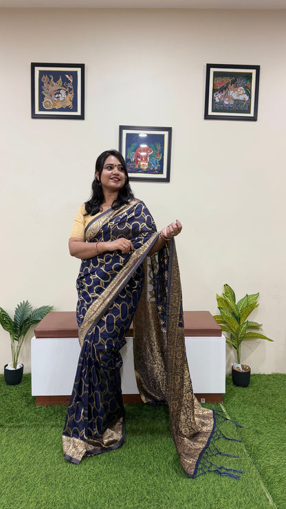 Semi-Chanderi Silk Woven Saree with Zari Border – Traditional Wear Saree for Women