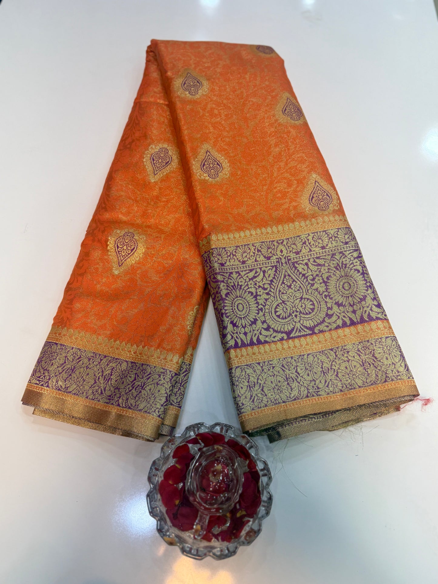 Pure Soft Silk Saree with Rich Zari Weaving and Multicolor Thread Work, Running Silk Blouse