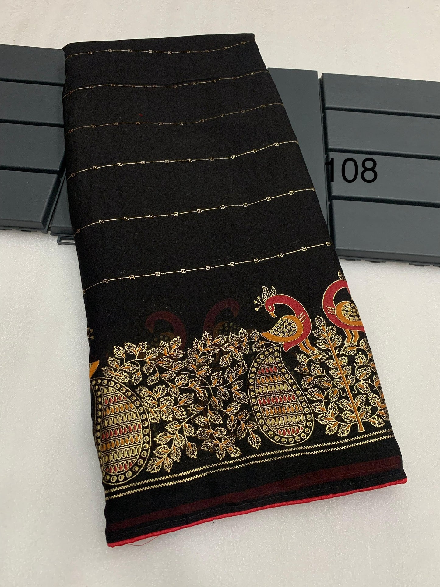 Bamber Viscose Georgette Saree with Mill Foil Print and Running Blouse – Festive Wear