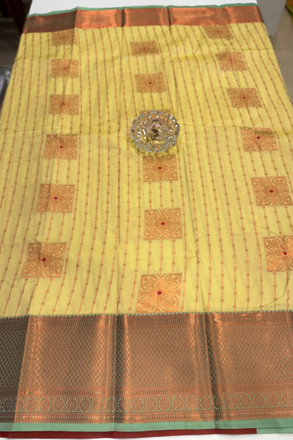 Dharmavaram Silk Saree with Intricate Meena Work and Blouse Piece for Women