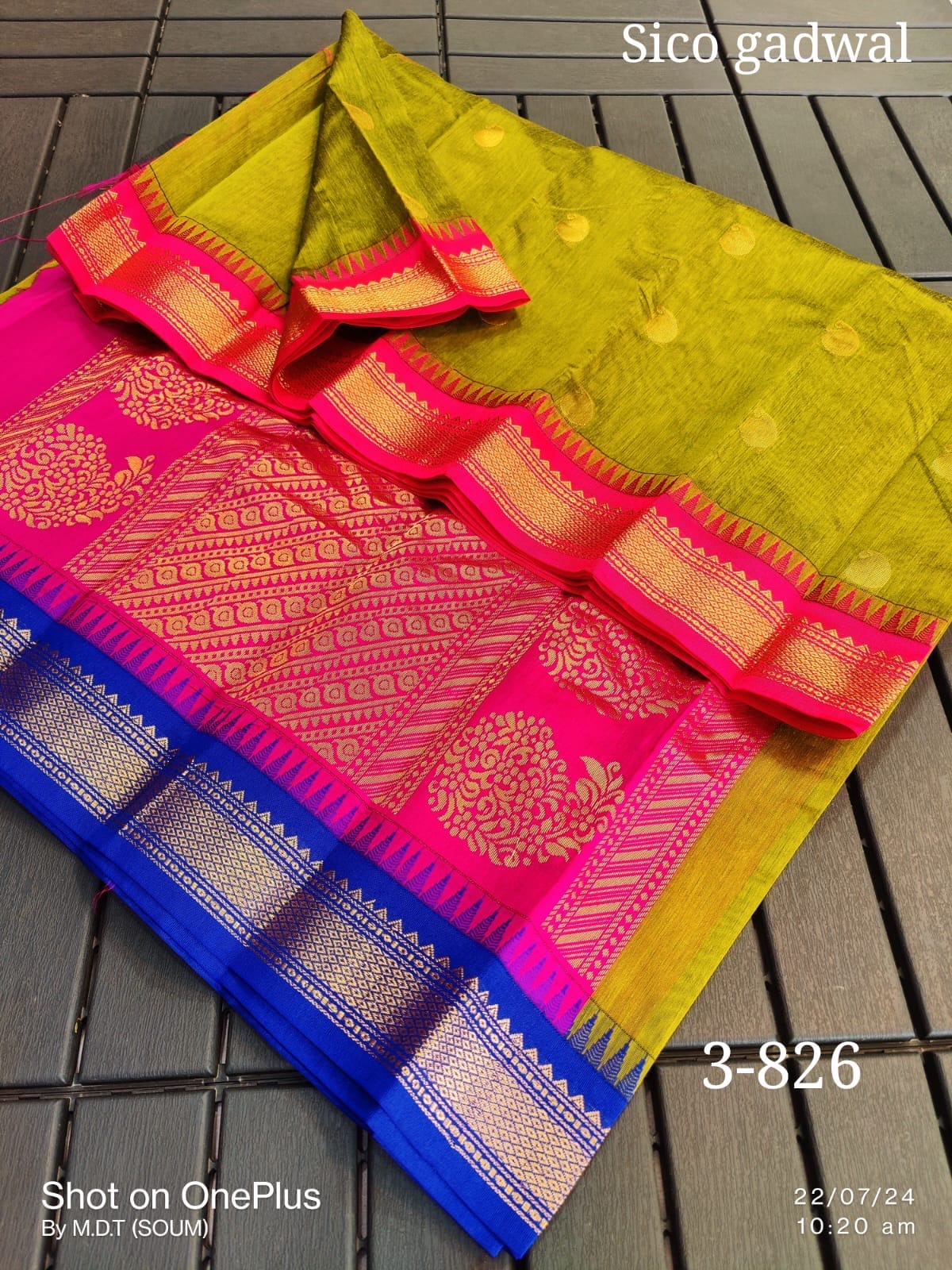 Cotton Silk Gadwal Saree with Traditional Weaving and Blouse Piece for Women
