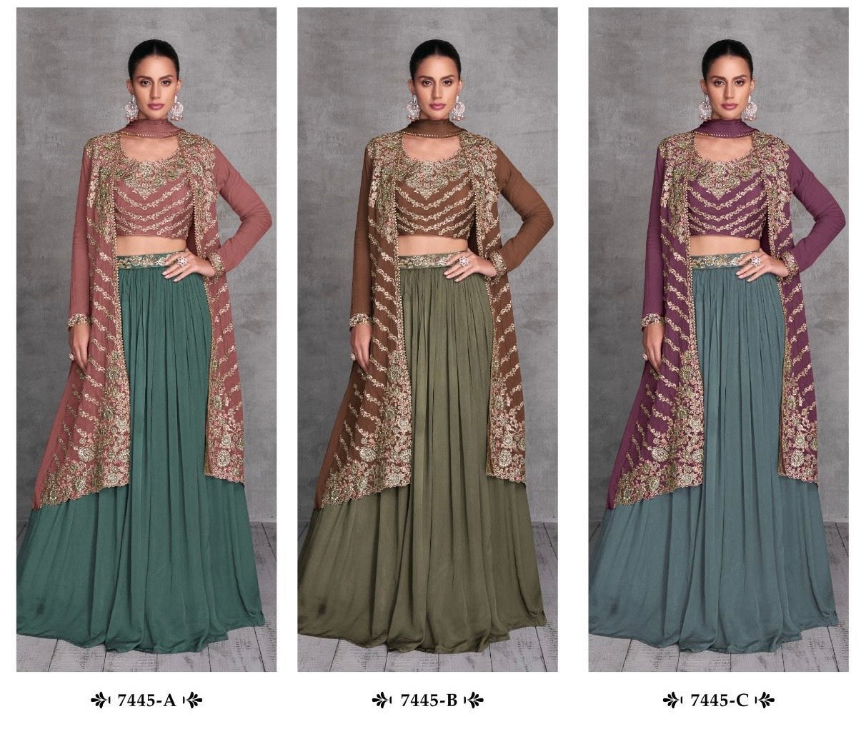 Real Chinon Embroidered Skirt and Top Set with Cancan – Free Size Stitched Festive Wear for Women