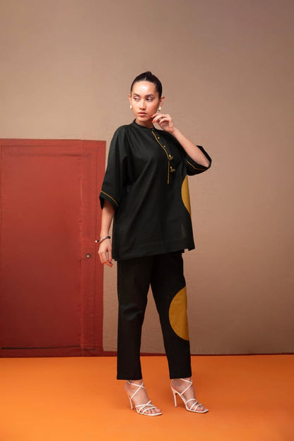 Cotton Applique Co-Ord Set for Women with Fish Button Detailing – Artistic Ethnic Wear (M to XXL)