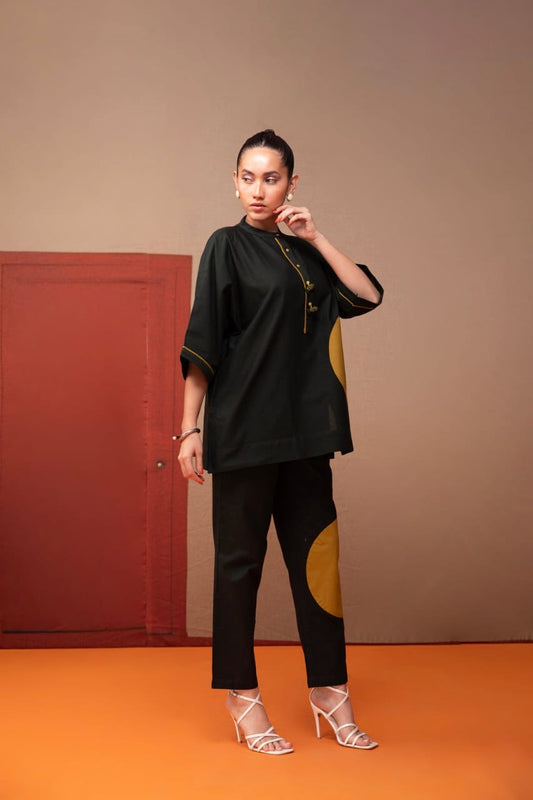 Cotton Applique Co-Ord Set for Women with Fish Button Detailing – Artistic Ethnic Wear (M to XXL)