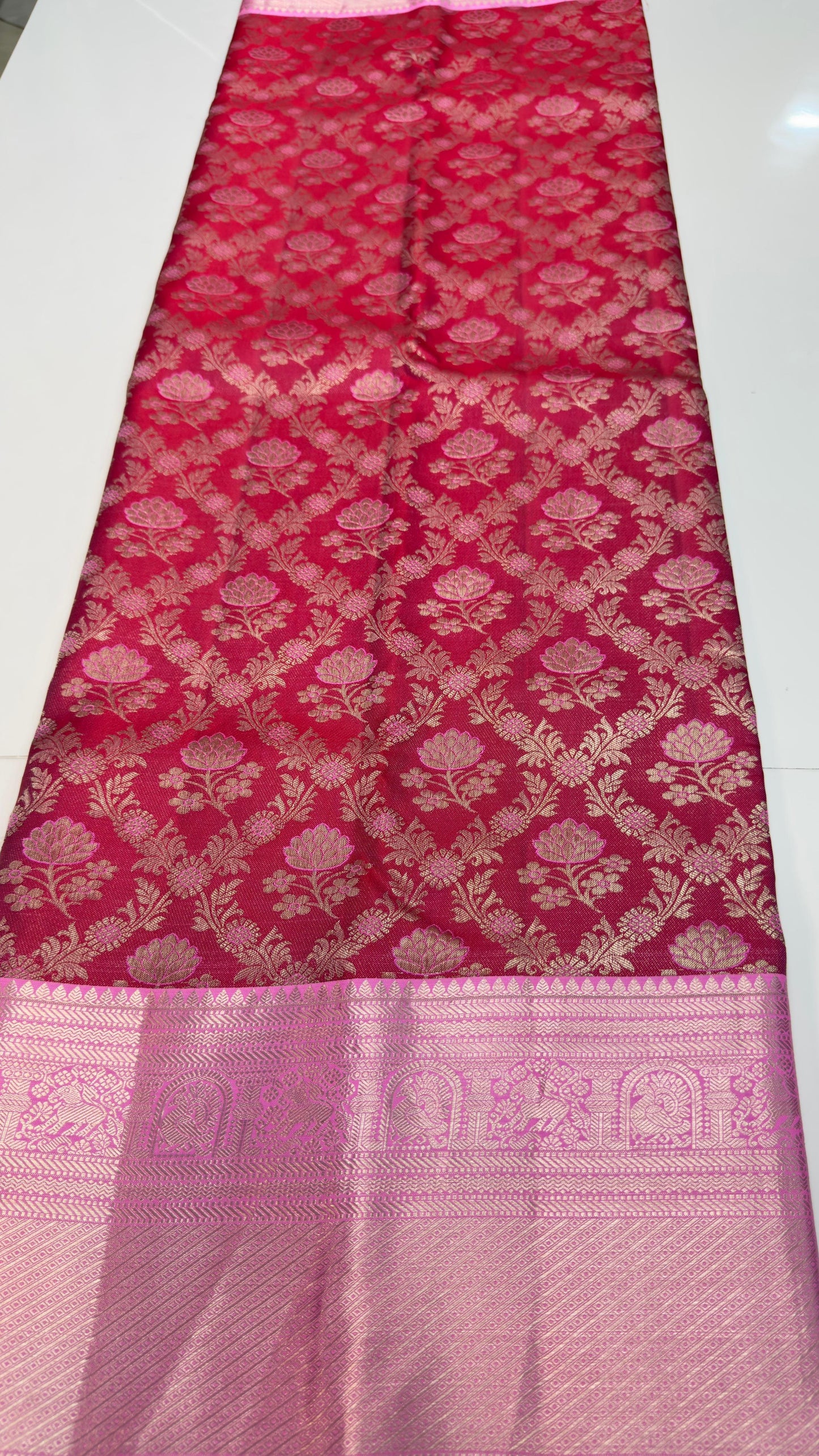Handloom Kanchi Silk Saree with Silver Zari Weaving in Maroon for Women