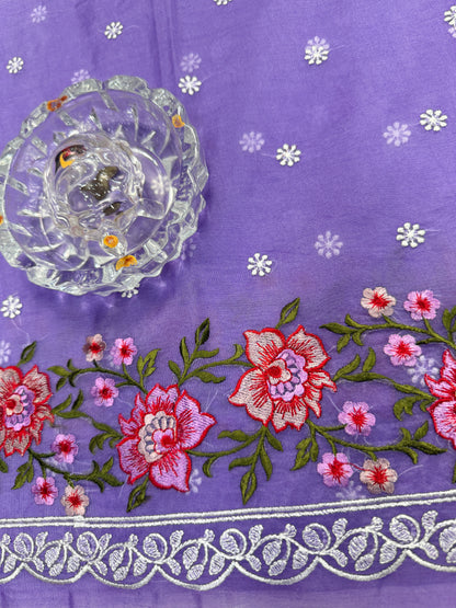 Banarasi Semi-Organza Saree with Embroidery and Fancy Border – Lightweight Festive Saree for Women