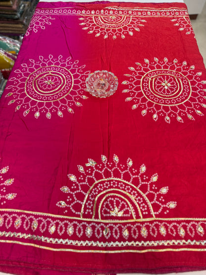 Pure Modal Silk Saree with Embroidered Border and Matching Blouse