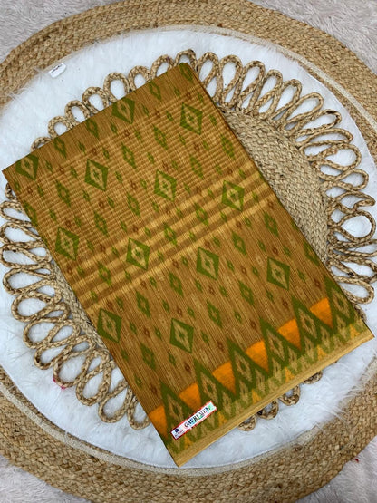 Pure Suti Cotton Saree with Traditional Batik Print – Chikko Tone and Multiple Colour Options