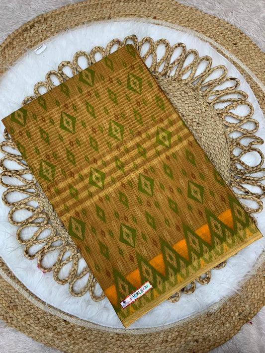 Pure Suti Cotton Saree with Traditional Batik Print – Chikko Tone and Multiple Colour Options