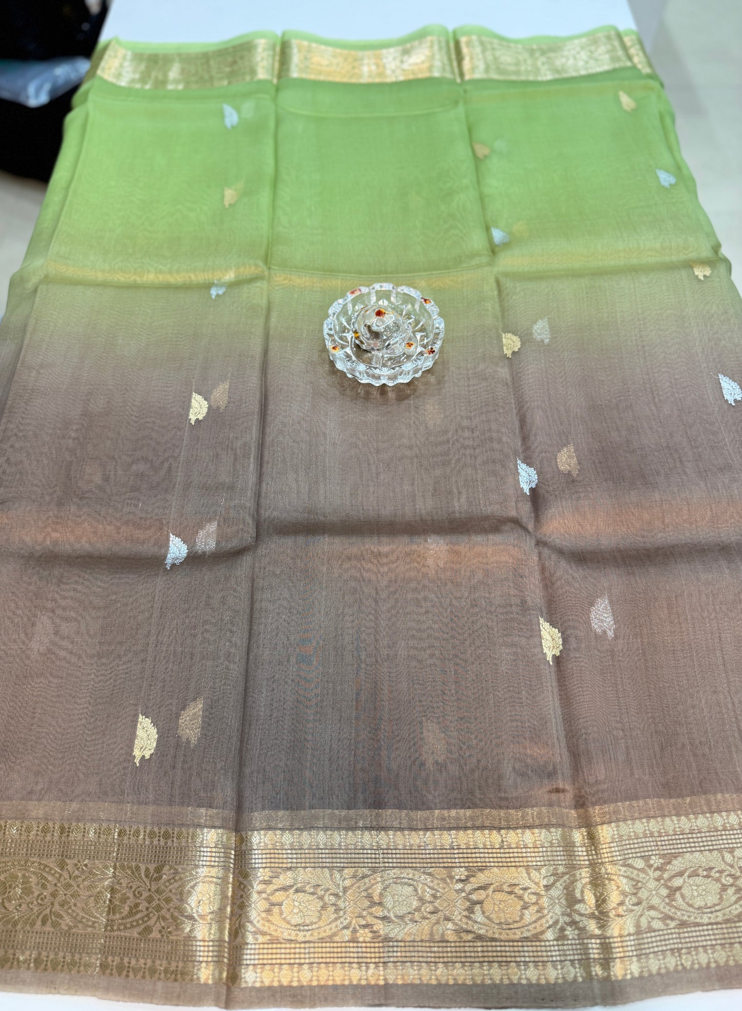 Banarasi handloom pure kora organza saree with kaduwa zari weaving and silkmark certified blouse