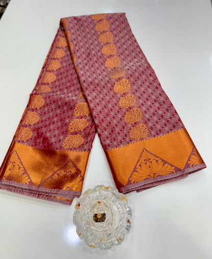Butti Embossed Soft Silk Saree with Rich Pallu and Matching Blouse – Festive & Wedding Wear for Women