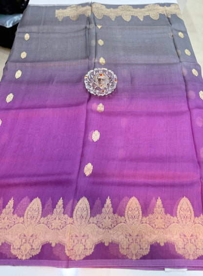 Banarasi handloom pure kora organza saree with kaduwa zari weaving and silkmark certified blouse