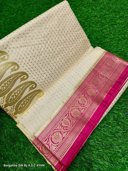 Bangalore Silk Saree with Pure Velvet Touch, Dual Tone Colour & All-Over Chunri Butta Design