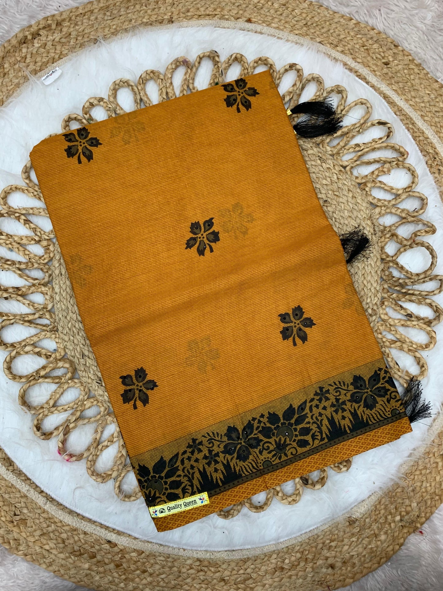 Pure Suti Cotton Saree with Traditional Batik Print – Chikko Tone and Multiple Colour Options