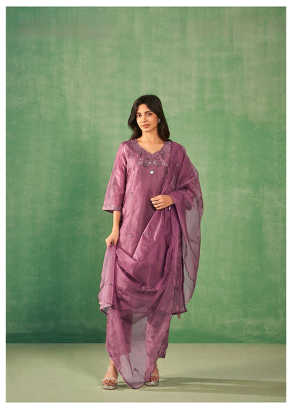 Silk Kurta Pant Dupatta Set with Heavy Khatli Work and Cutwork Dupatta – Sizes M to XXL