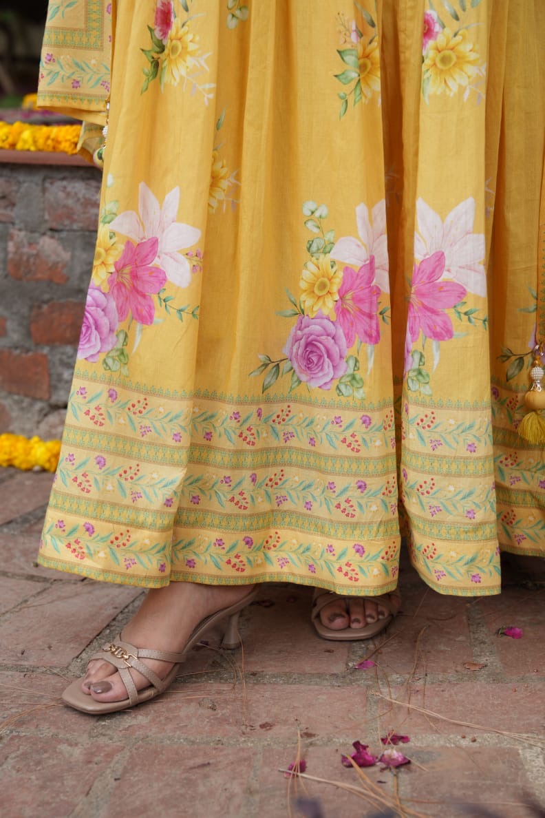 Cotton Indo-Western Anarkali Suit Set for Women – Fusion Style