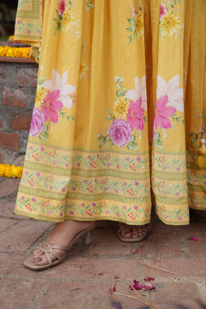 Cotton Indo-Western Anarkali Suit Set for Women – Fusion Style