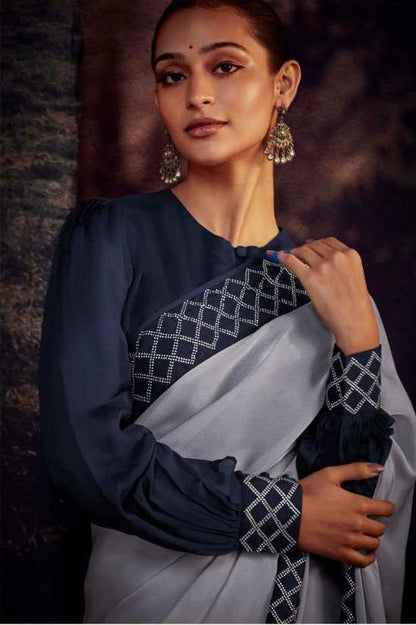 Organza Tissue Silk Saree with Embroidery or Swarovski Work and Heavy Designer Blouse – Wedding and Festive Wear for Women