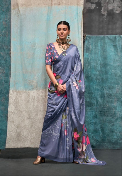 Pure Crepe Saree with Elegant Design and Matching Blouse Piece – Festive & Wedding Wear for Women