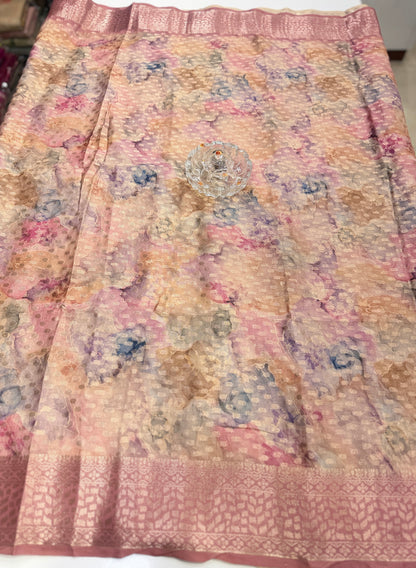 Georgette Silk Butti Saree with Rich Printed Pallu