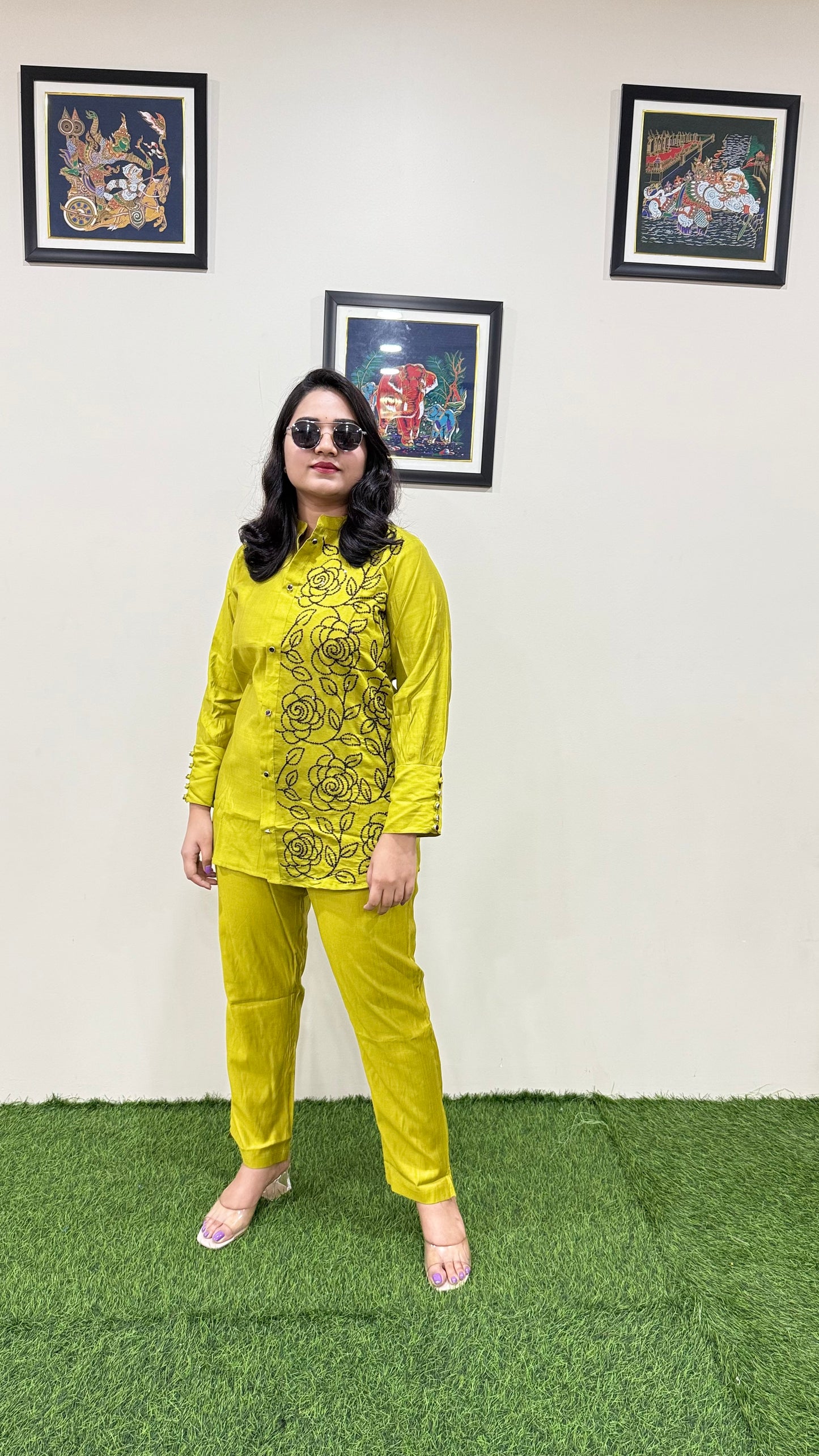 Women's Viscose Latex Co-ord Set in Trendy Solid Design – Sizes XL to 3XL