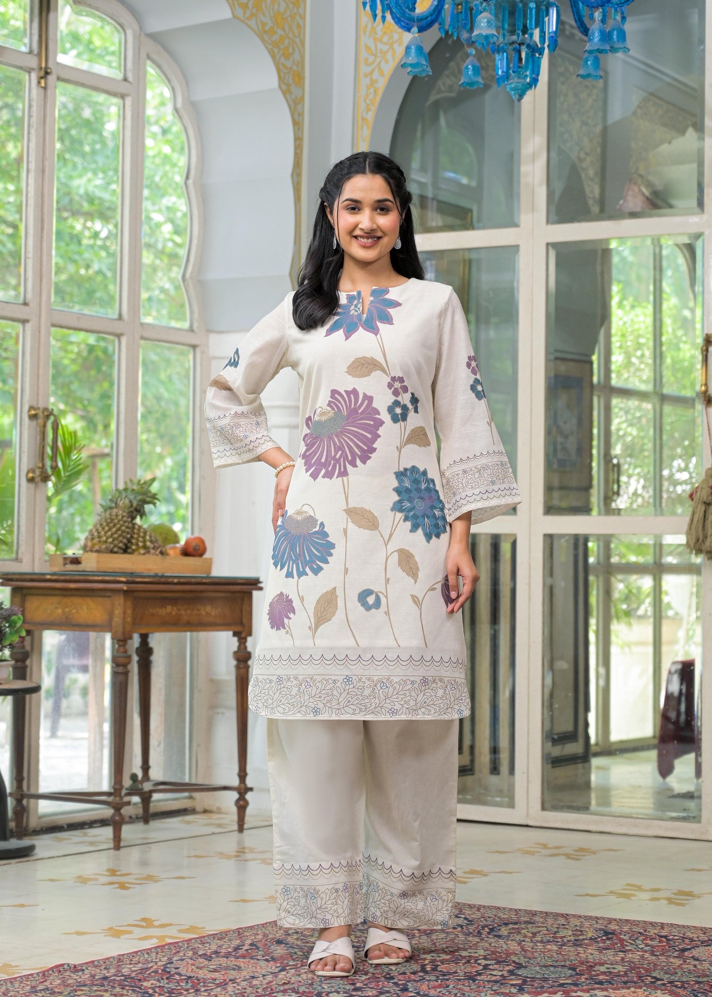 Linen-Cotton Co-Ord Set with Tailored Top and Bottom – Casual and Workwear Ethnic Set for Women (M to 3XL)