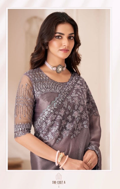 Satin Georgette Saree with Elegant Design for Festive and Party Wear – Soft and Flowy Drape