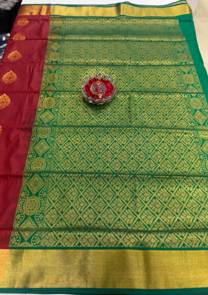 Kanchi Soft Silk Saree with Zari Weaving and Traditional Motifs – Wedding and Festive Wear