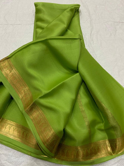 Pure Crepe Mysore Silk Saree for Women – Silk Mark Certified Lightweight Traditional Saree