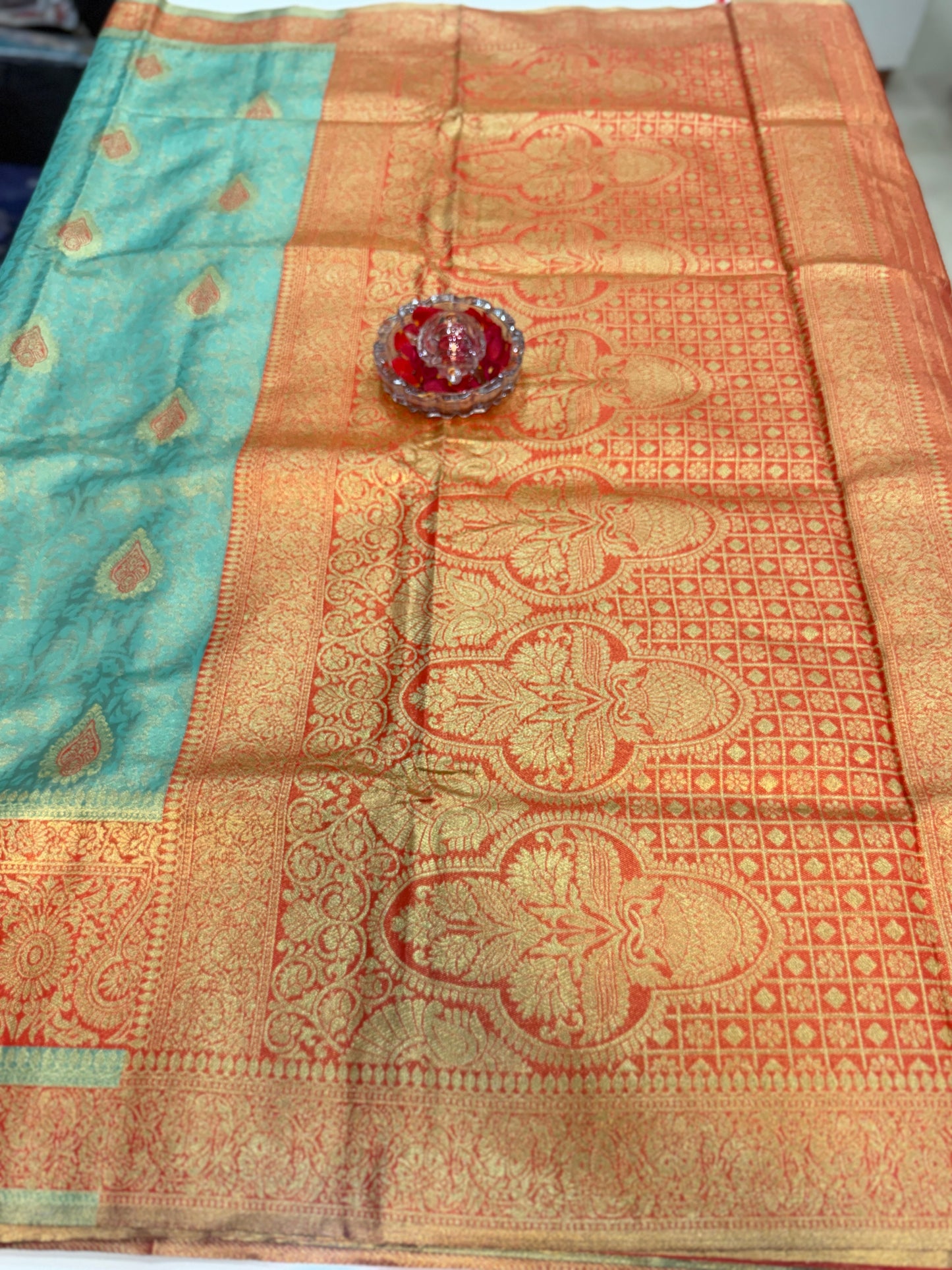Pure Soft Silk Saree with Rich Zari Weaving and Multicolor Thread Work, Running Silk Blouse