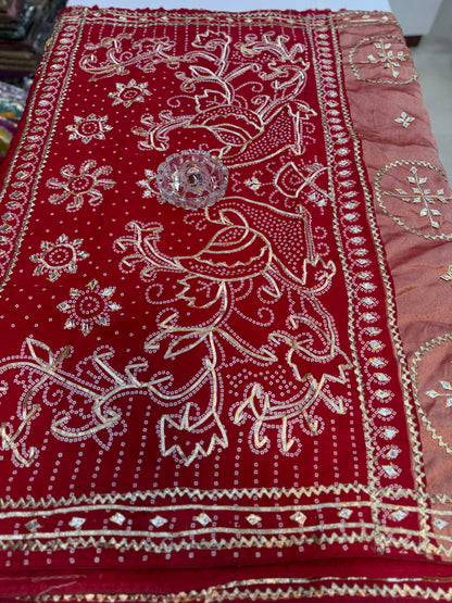 Pure Modal Silk Saree with Embroidered Border and Matching Blouse