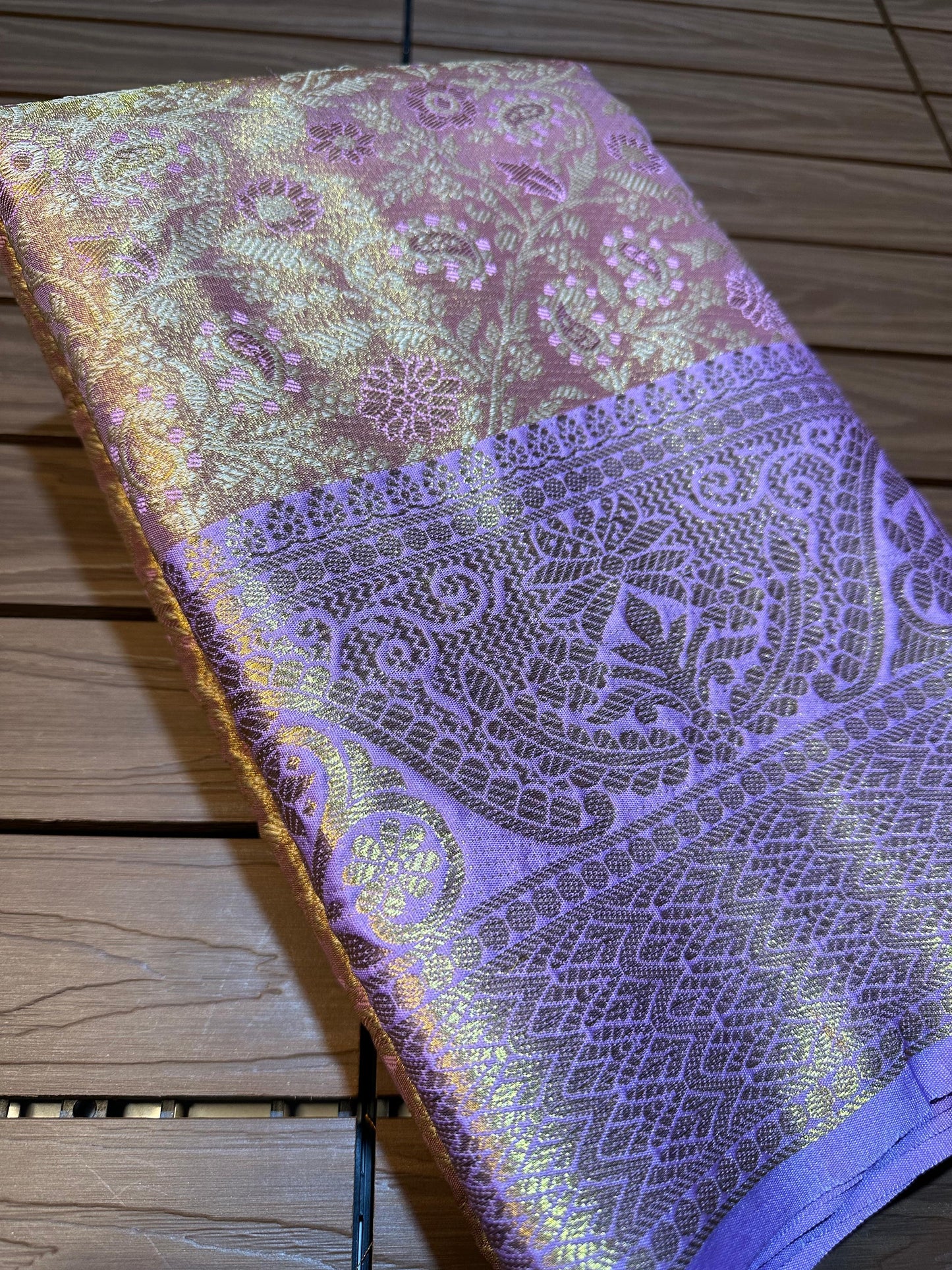 Kanjivaram Silk Saree with Mina Weaving, Nylon Zari Border, Rich Pallu and Blouse Piece