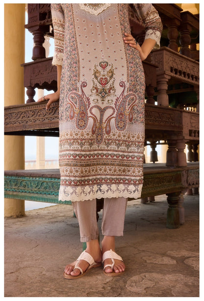 Digital Muslin Kurta Set with Moti Mirror Handwork, Shantoon Pant & Lace Dupatta – M to XXL