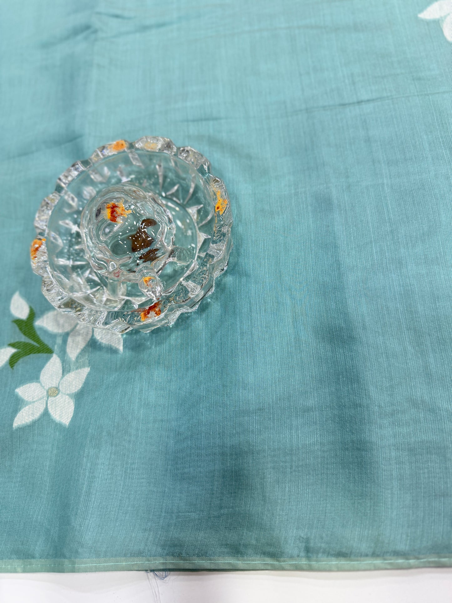 Aqua blue kora silk style viscose saree with woven detailing, tassel pallu and embroidered blouse fabric for women