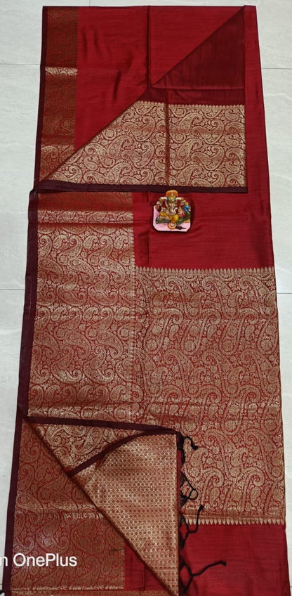Pure Muga Cotton Mohapar Saree with Brocade Blouse Piece for Women – Soft Draping Fabric