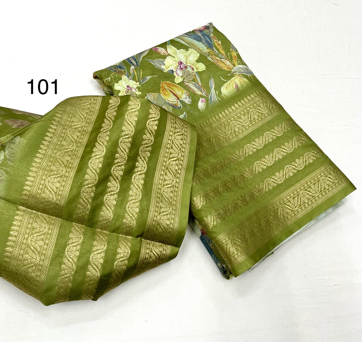 Soft Dola Silk Sarees digital floral print Jacquard weaving border
